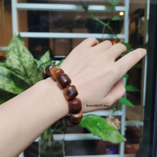 1 Pair of Bracelets - 14mm Wooden Beads, Green Cypress, Mantra & Prayer Beads