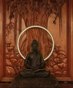 24 Inch Wooden Shakyamuni Buddha Statue - Meditating Gautama in Dhyana Mudra, Baccaurea Sapida Wood