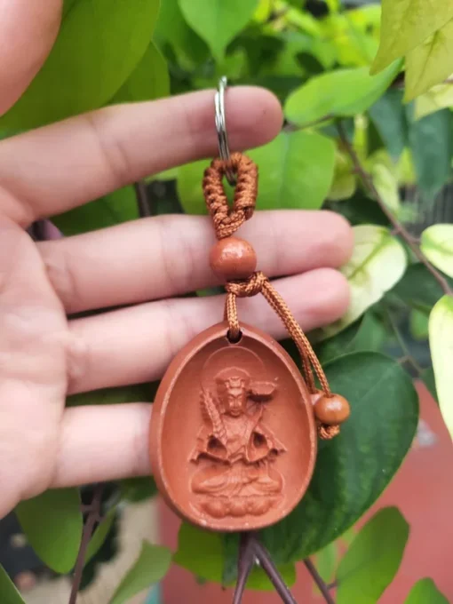 Akashagarbha Wooden Statue Key Chain, 3~4cm Durable Wood, Buddhism Keychain, Feng Shui for Ox & Tiger