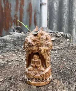 Bodhidharma Zen Master Statue 18x8x8cm Cypress Wood, Handcrafted by Vietnamese Artist