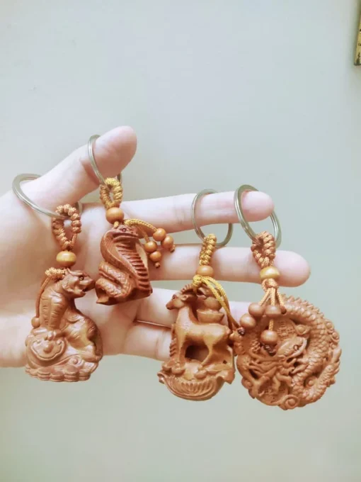 Chinese Solid Wood Dragon Keychain 2024, Feng Shui Dragon Sculpture, Incense Wood 4cm