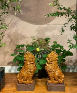 Chinese Solid Wood Dragon Statue - 20cm - Feng Shui 2024 Gift - Pair