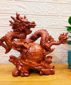 Dragon with Wish-Fulfilling Jewel, Wooden Dragon Statue, 11