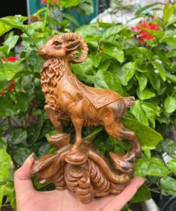 Feng Shui Goat Statue - 20 cm - Handmade Incense Wood