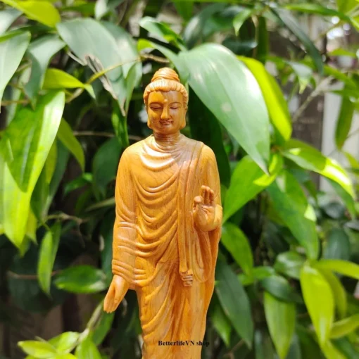 Gautama Buddha Statue - 7.8" Standing Shakyamuni Sculpture - Handcrafted Wooden