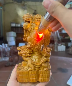 God of Wealth Blood Dragon Wood Maitreya Buddha Statue, 7.9