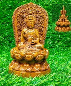 Guan Yin Bodhisattva Wooden Statue - 13x7.5x7.5 cm - Boxwood