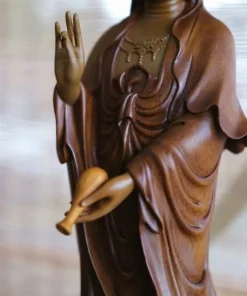 Guan Yin Statue - Standing Bodhisattva Sculpture 60cm - Handcrafted Wooden Buddha