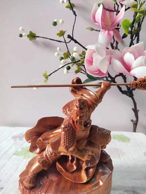 Guan Yu God of War Statue, 5.9" H, Feng Shui Protector, Incense Wood, Handcrafted