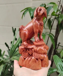 Handcarved Dog Sculpture - 20” Height - Padauk Wood Statue - Handmade