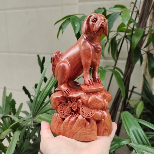 Handcarved Dog Sculpture - 20” Height - Padauk Wood Statue - Handmade