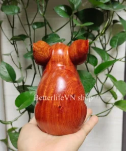 Handcrafted Pig Statue, 5.5”H - Wooden Animal Gift, Natural Padauk Wood Figurine