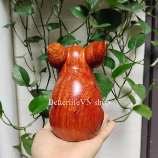 Handcrafted Pig Statue, 5.5”H - Wooden Animal Gift, Natural Padauk Wood Figurine