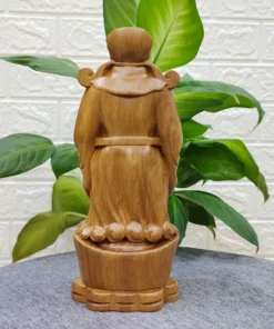 Handcrafted Tsai Shen Yeh Statue - God of Wealth and Prosperity - 19.5 cm Green Cypress Wood