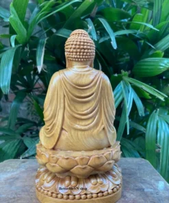 Handcrafted Wooden Gautama Buddha Statue, 7.8