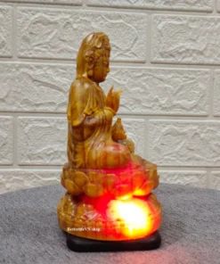 Handcrafted Wooden Guanyin Statue - 15cm - Dragon Blood Tree Wood - Kuanyin Feng Shui Décor