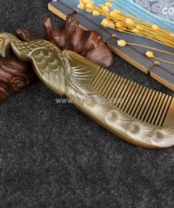 Handmade Buffalo Horn Comb - Peacock Engraved - Natural Anti-Static, Massage Benefits