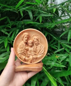 Holy Family Figurine 13cm Wooden Jesus Virgin Mary Saint Joseph Statue