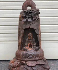 Large Bodhidharma Zen Master Statue - Rosewood Handmade Meditation Decor, 15-18 Inch, Unique Buddhist Art