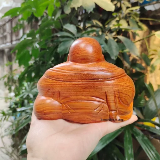 Laughing Buddha Statue - Wooden Handcrafted - 11 cm - Maitreya Buddha