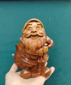 Santa Claus Statue - 15cm - Green Cypress Wood - Handcarved Design