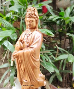 Solid Handcrafted Guanyin Buddha Statue 11.8