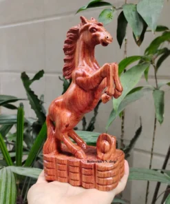 Solid Wooden Horse Figurine - 7.8 x 3.9 x 2.3 inches - Handcrafted Padauk Wood