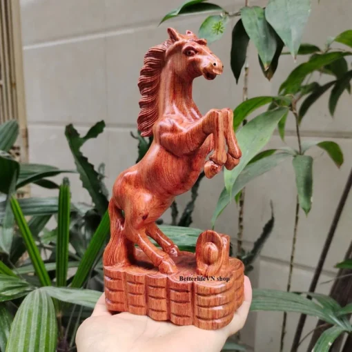 Solid Wooden Horse Figurine - 7.8 x 3.9 x 2.3 inches - Handcrafted Padauk Wood