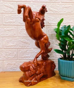 Solid Wooden Horse Sculpture - 15.7 Inches - Handcrafted Padauk Wood Figurine