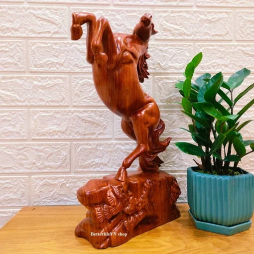 Solid Wooden Horse Sculpture - 15.7 Inches - Handcrafted Padauk Wood Figurine