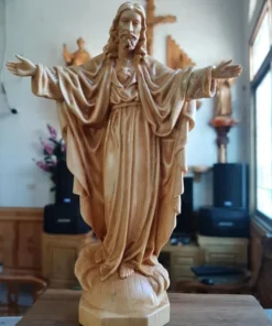 Statue of Christ The King 15cm Jesus Ascension Sculpture Beech Wood