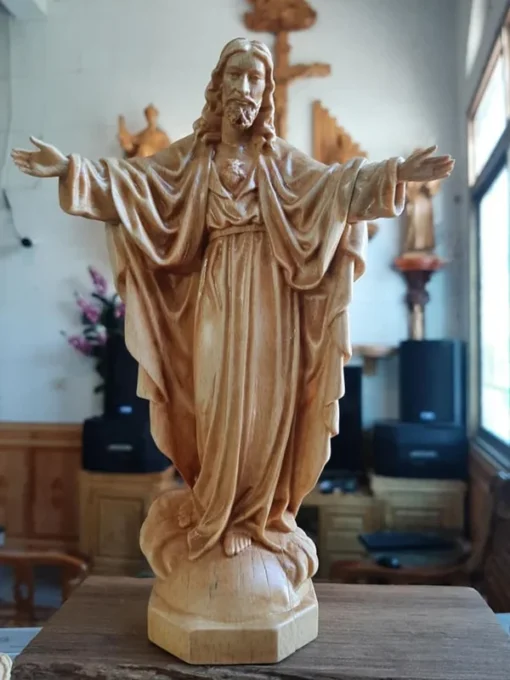 Statue of Christ The King 15cm Jesus Ascension Sculpture Beech Wood