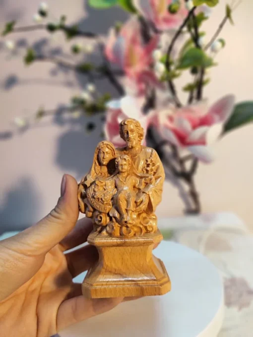 The Holy Family Figurine - 12x7x6 cm - Beech Wood - Jesus, Virgin Mary, Saint Joseph Statue