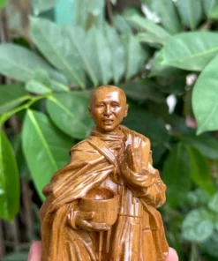 Thich Minh Tue Statue - 7.9 Inch - Green Cypress Wood - Handcrafted Buddhist Figurine