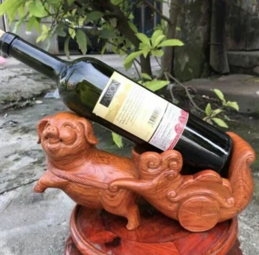 Unique Pig Wine Holder - Wooden Wine Rack - 12x4.3x4 Inch - Incense Wood