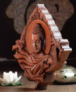 Wood Carved Shakyamuni Buddha Wall Art 27cm Handmade Wooden Spiritual Statue