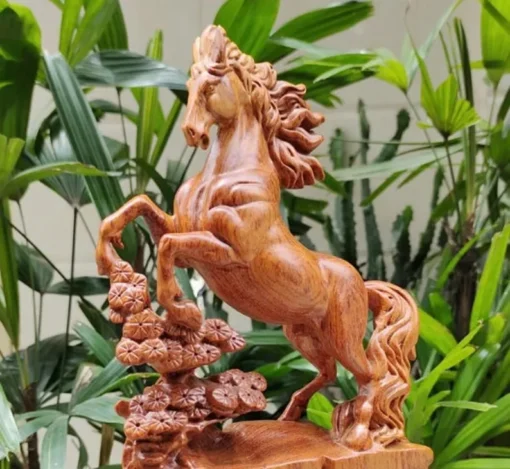 Wooden Horse Sculpture 30x15x5 cm Handcrafted Insense Wood Carving