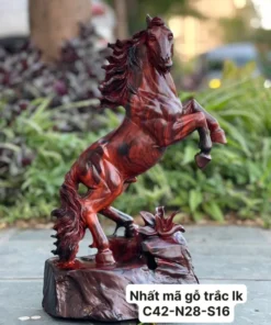 Wooden Horse Sculpture - Galloping Figurine - 35-45cm - Rosewood Carving