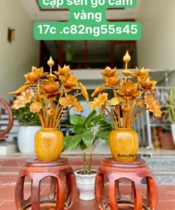 Wooden Lotus Flower Vase - 82 cm Height - Handcrafted Yellow Rosewood