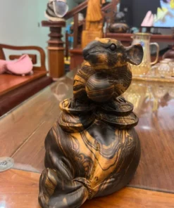 Wooden Mouse Sculpture 6x8.7x4.7 inch Ebony Miniature Ornament