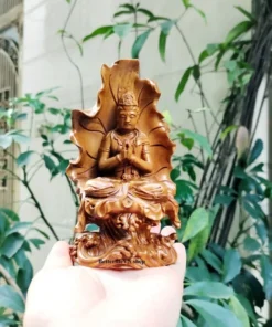 Wooden Quan Yin Statue - Small Size Buddha - Feng Shui Home Decor