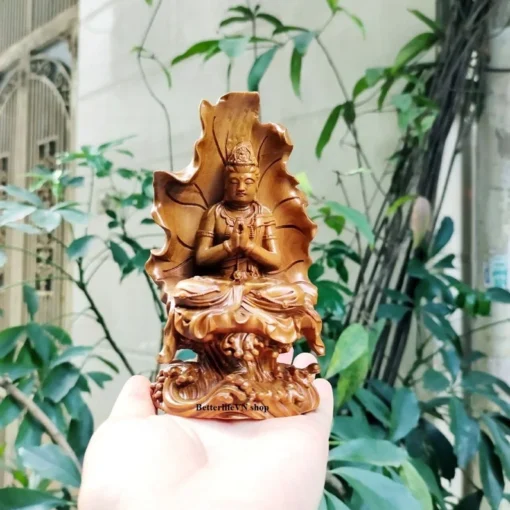 Wooden Quan Yin Statue - Small Size Buddha - Feng Shui Home Decor