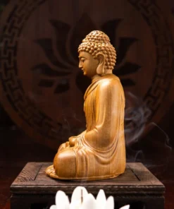 Wooden Sitting Gautama Buddha Statue 6