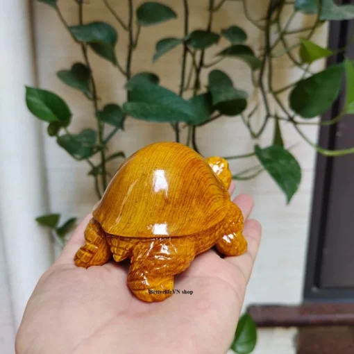 Wooden Turtle Statue - Small Size - Natural Fokieni Wood