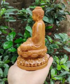 Wooden Vairocana Buddha Statue 15 cm Green Cypress